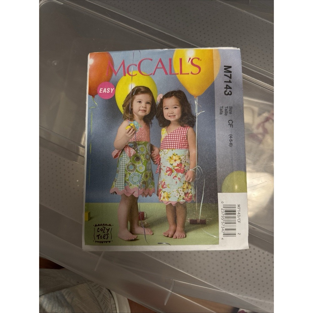 Uncut McCall's # 7143 Toddler Child' EASY Wrap Dress Jumper pattern Size 4,5,6